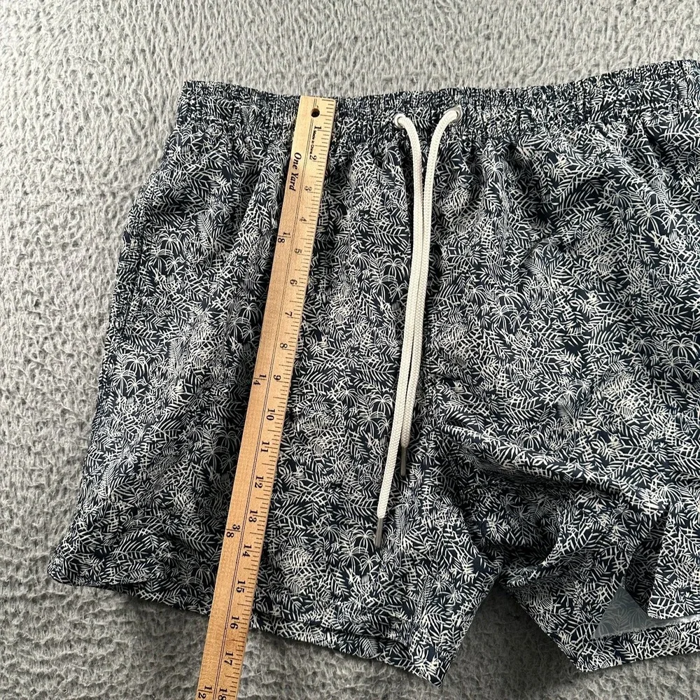 Barbour Men's Swim Trunks XL‎ Navy White Leaf Print Polyester Lined - Picture 7 of 11